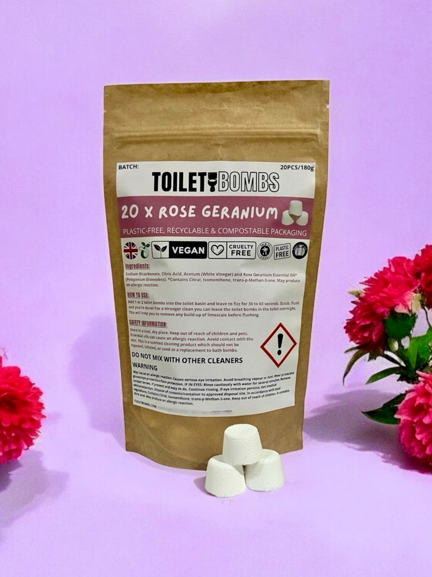 ROSE GERANIUM TOILET BOMBS